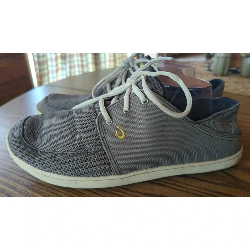 Olukai‎ Nohea Moku Grey Mesh Boat Shoes Slip On Sneakers Men's Size 10.5 Gray